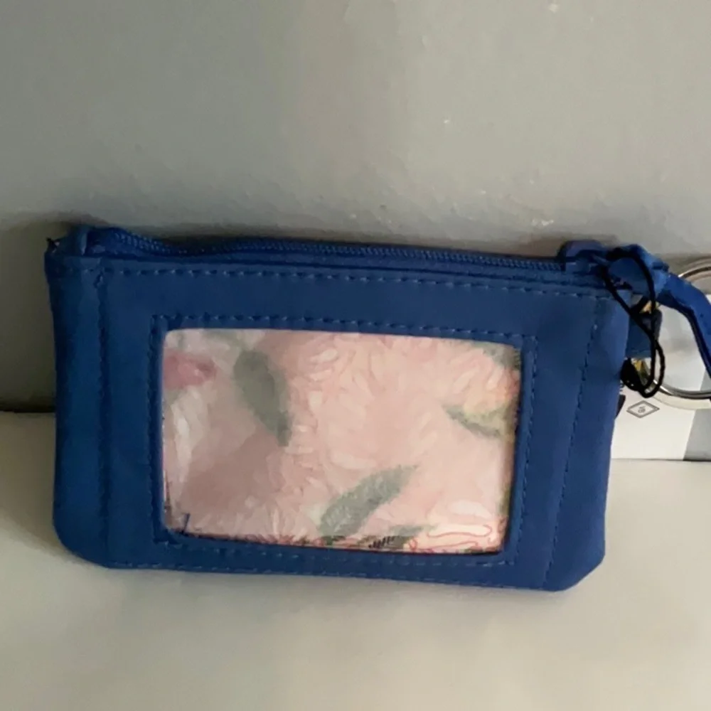 Vera Bradley Blue Embroidered Zip ID Case